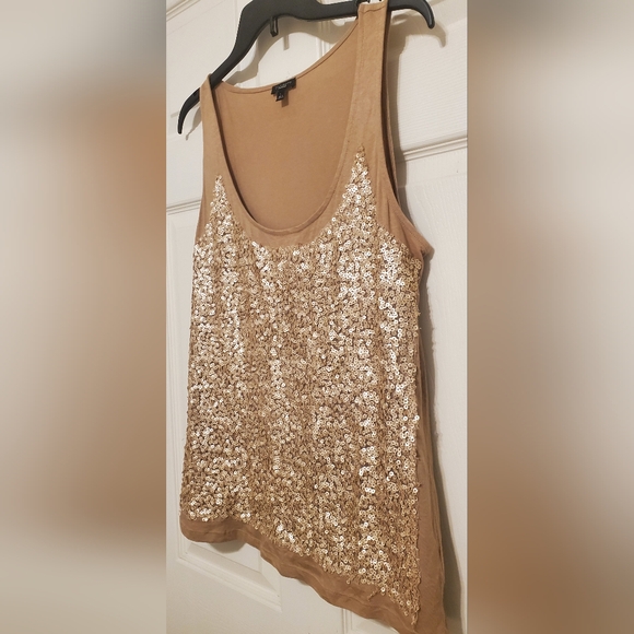 Talbots Brown & Gold Sequined Women's Tank Top Size L - Picture 1 of 9